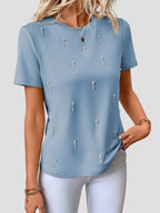 Beaded Short Sleeve Top – Elegant Spring Tee Rose Sherley