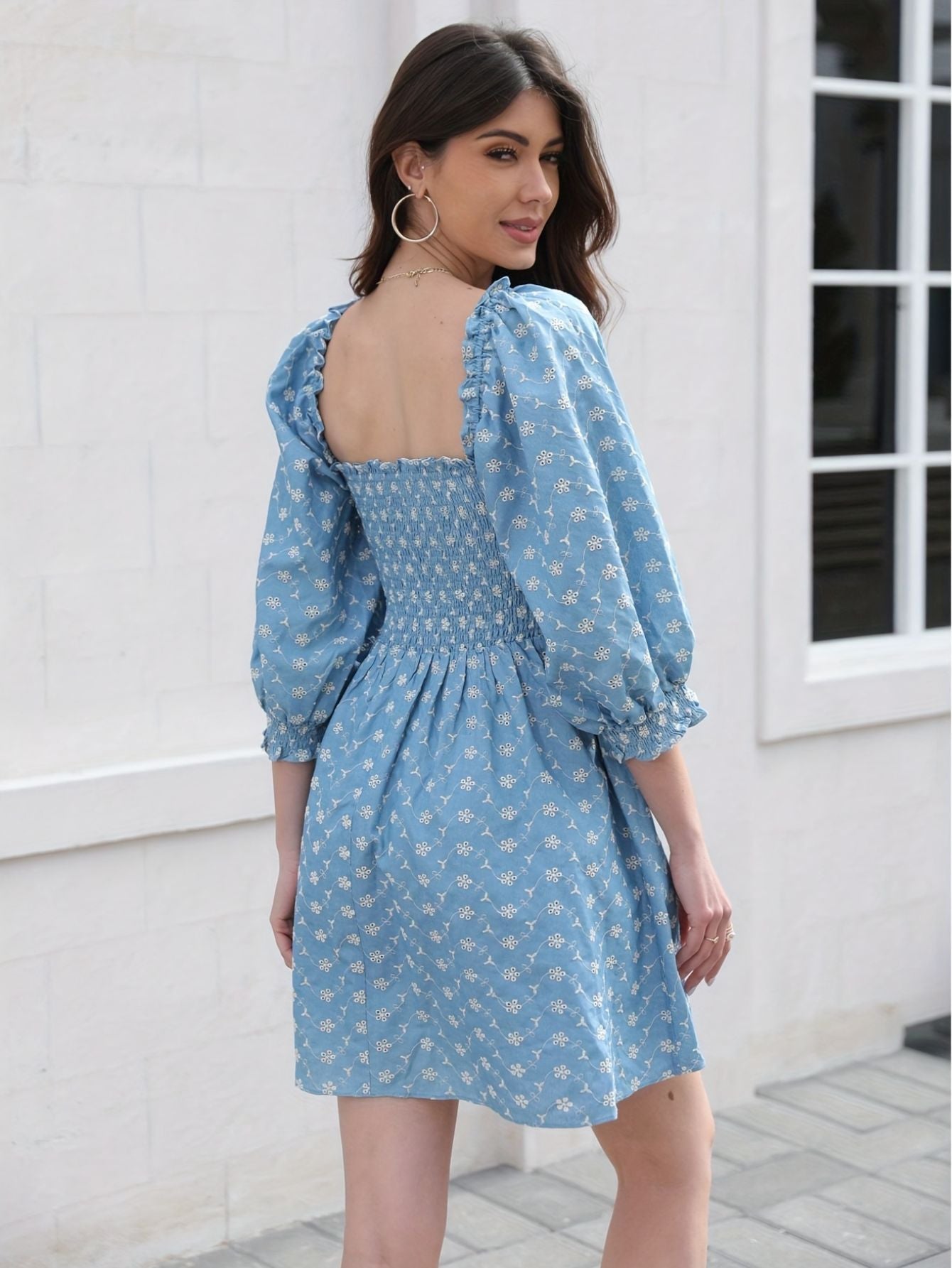 Elegant Floral Mini Dress with Puff Sleeves