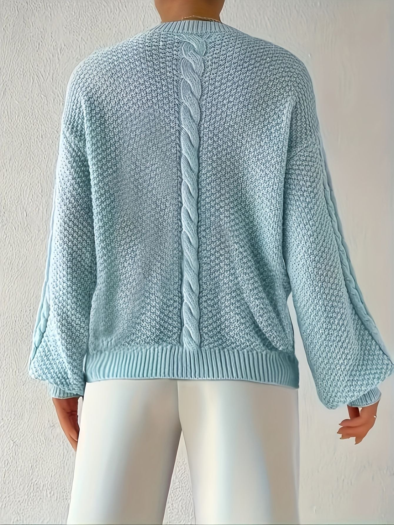Drop Shoulder Round Neck Sweater