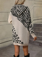 Retro Open Front Animal Print Cardigan