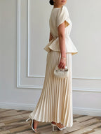 Pleated Skirt and Tie-Waist Top Set