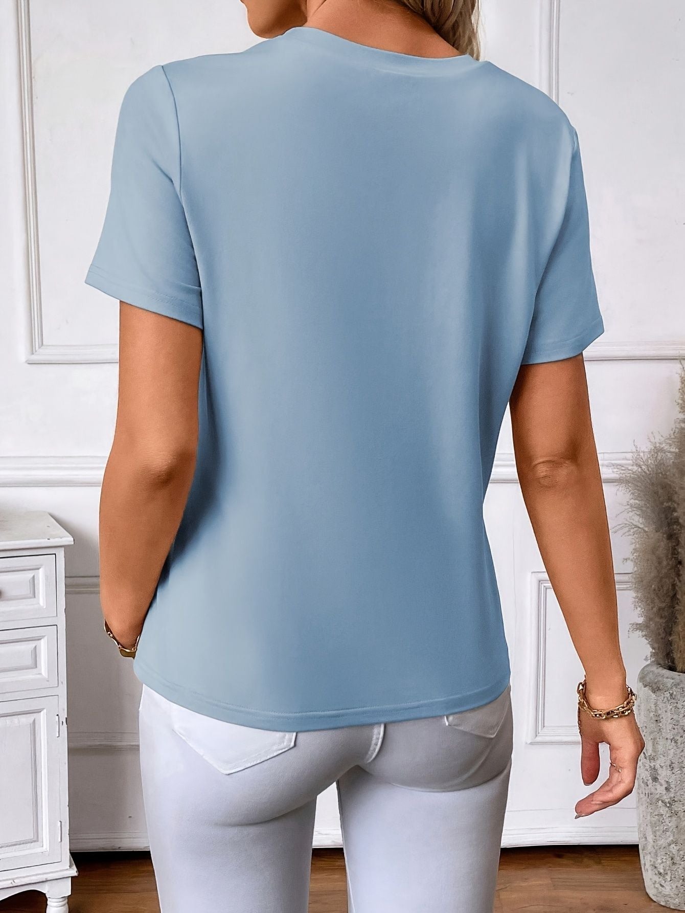 Beaded Short Sleeve Top – Elegant Spring Tee