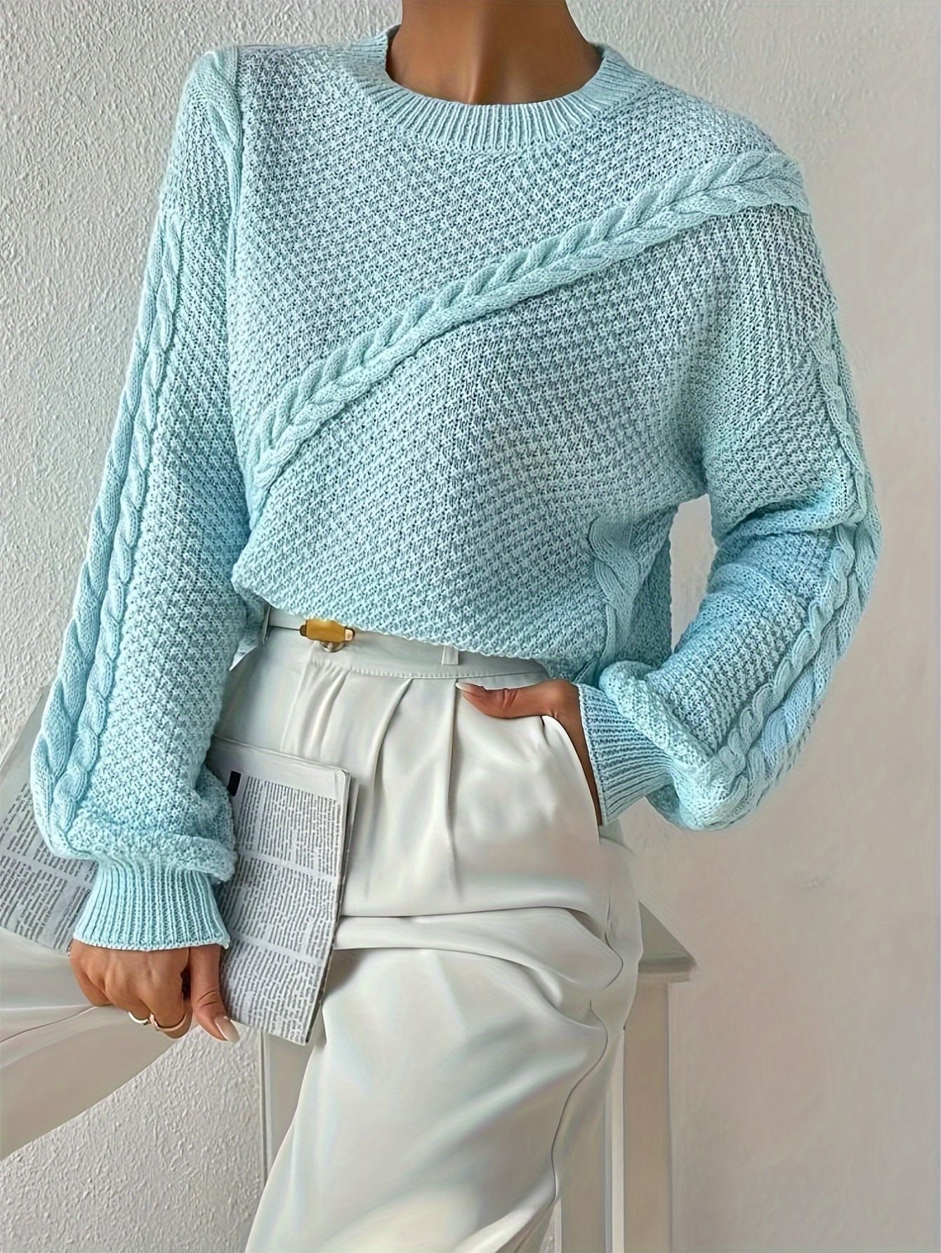 Drop Shoulder Round Neck Sweater