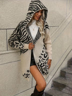 Retro Open Front Animal Print Cardigan