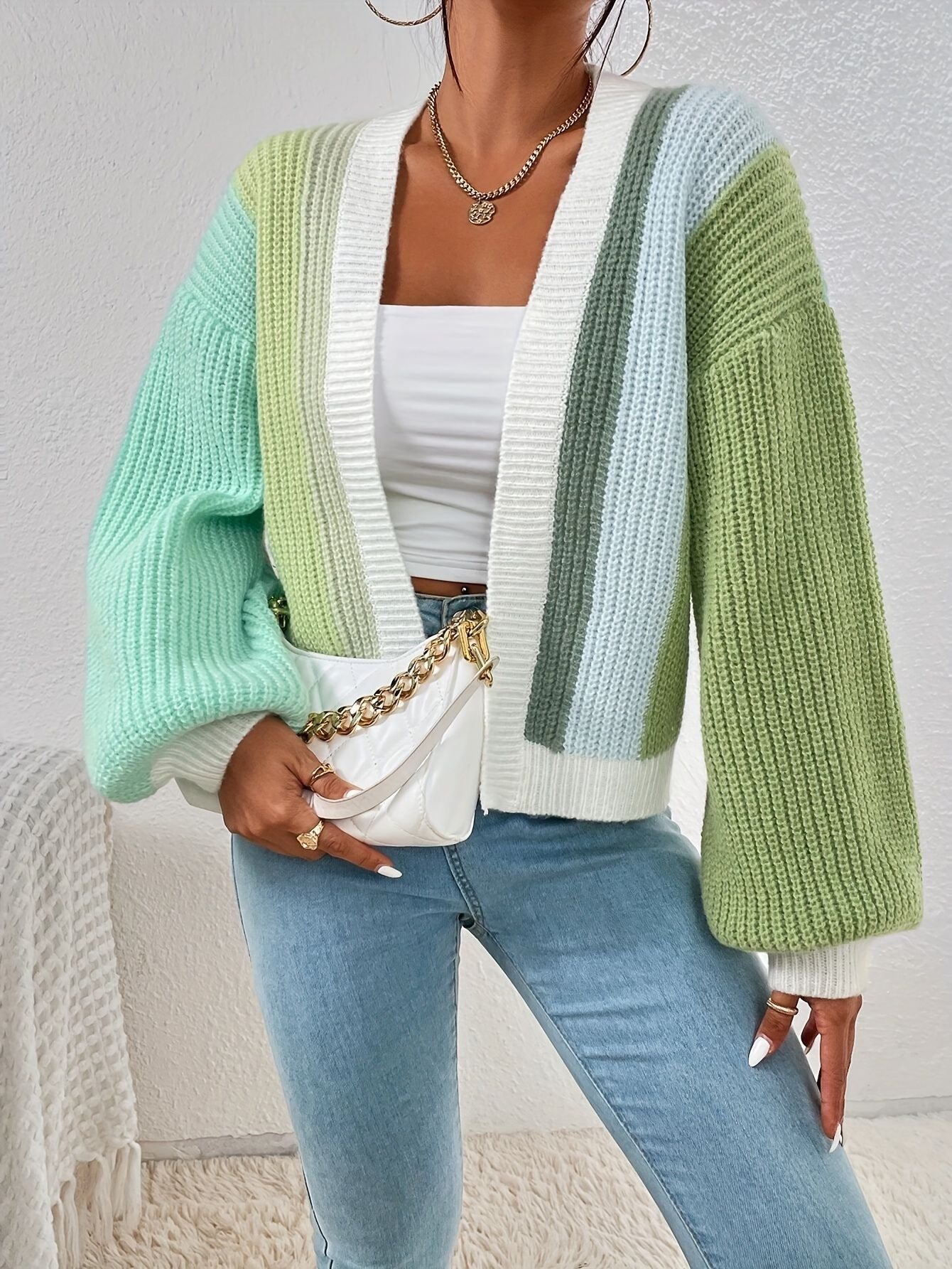 V-Neck Multi Coloured Knit Cardigan