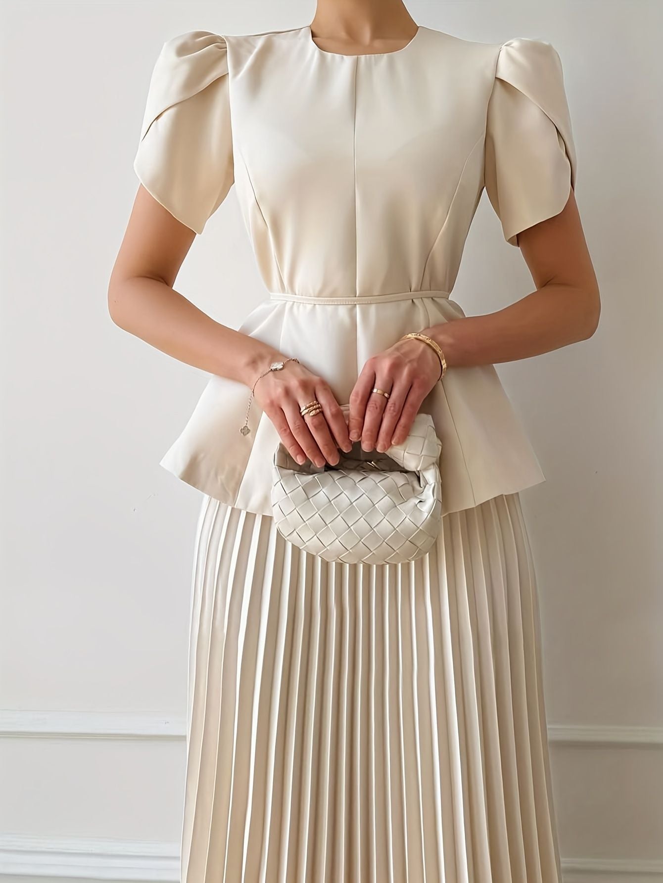 Pleated Skirt and Tie-Waist Top Set