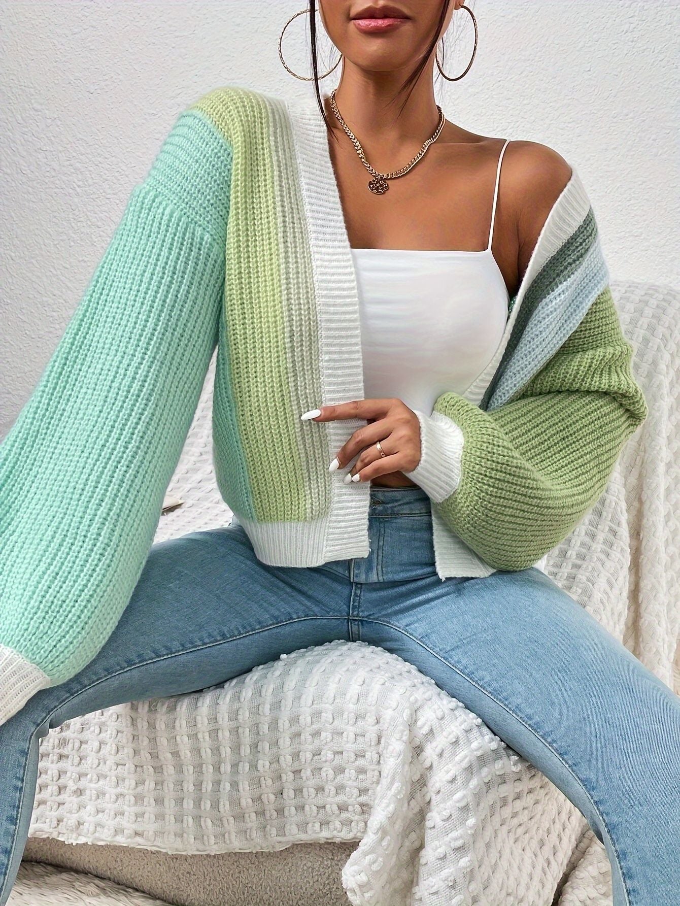 V-Neck Multi Coloured Knit Cardigan