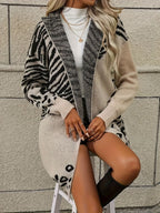 Retro Open Front Animal Print Cardigan